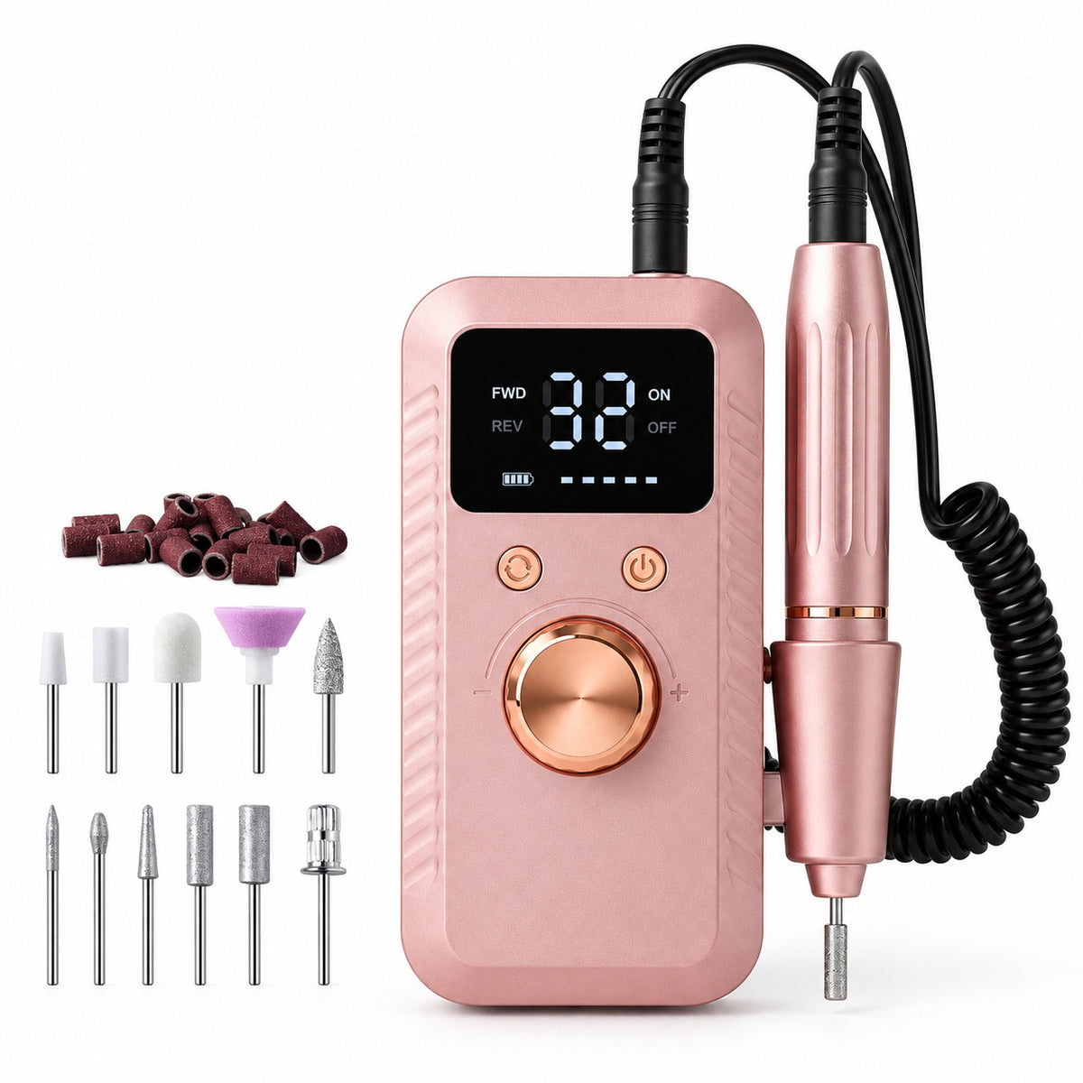 Portable Electric Nail Drill with Digital Controller - Rose Gold - main