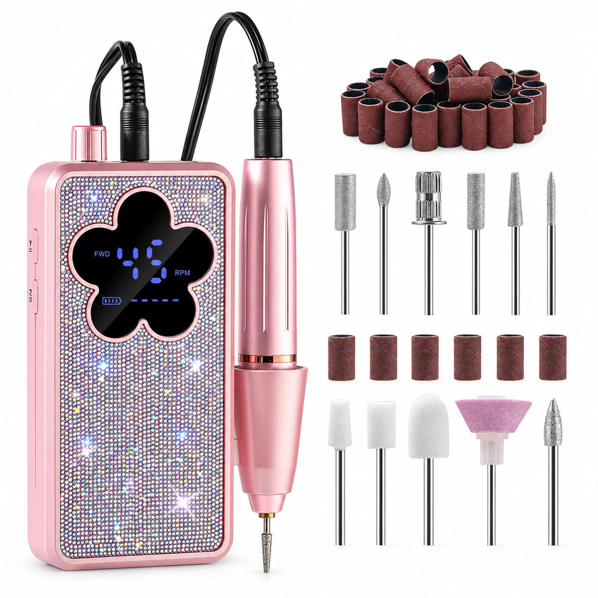 Sparkle Nail Drill with Digital Display, Flower or Heart - Flower Rhinestone - main