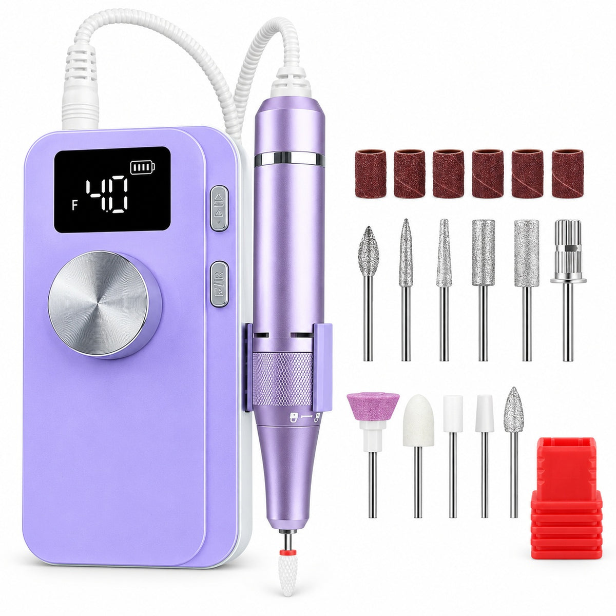 M05 Portable Nail Drill with LCD Display, Advanced Set - Purple - main