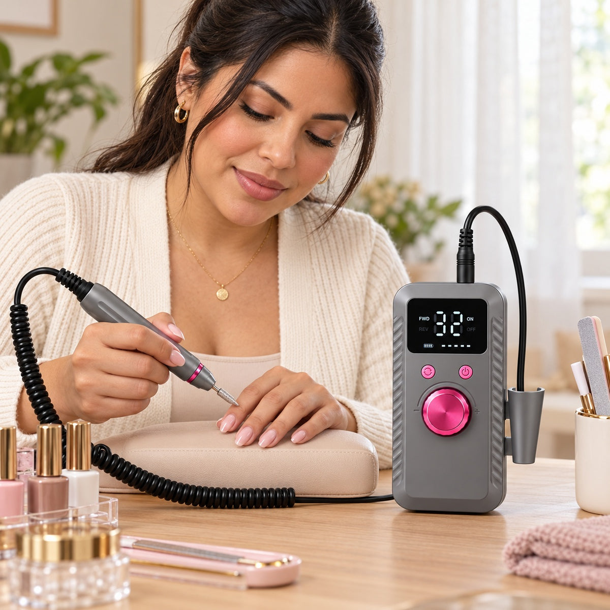 Portable Electric Nail Drill with Digital Controller - Gray - lifestyle