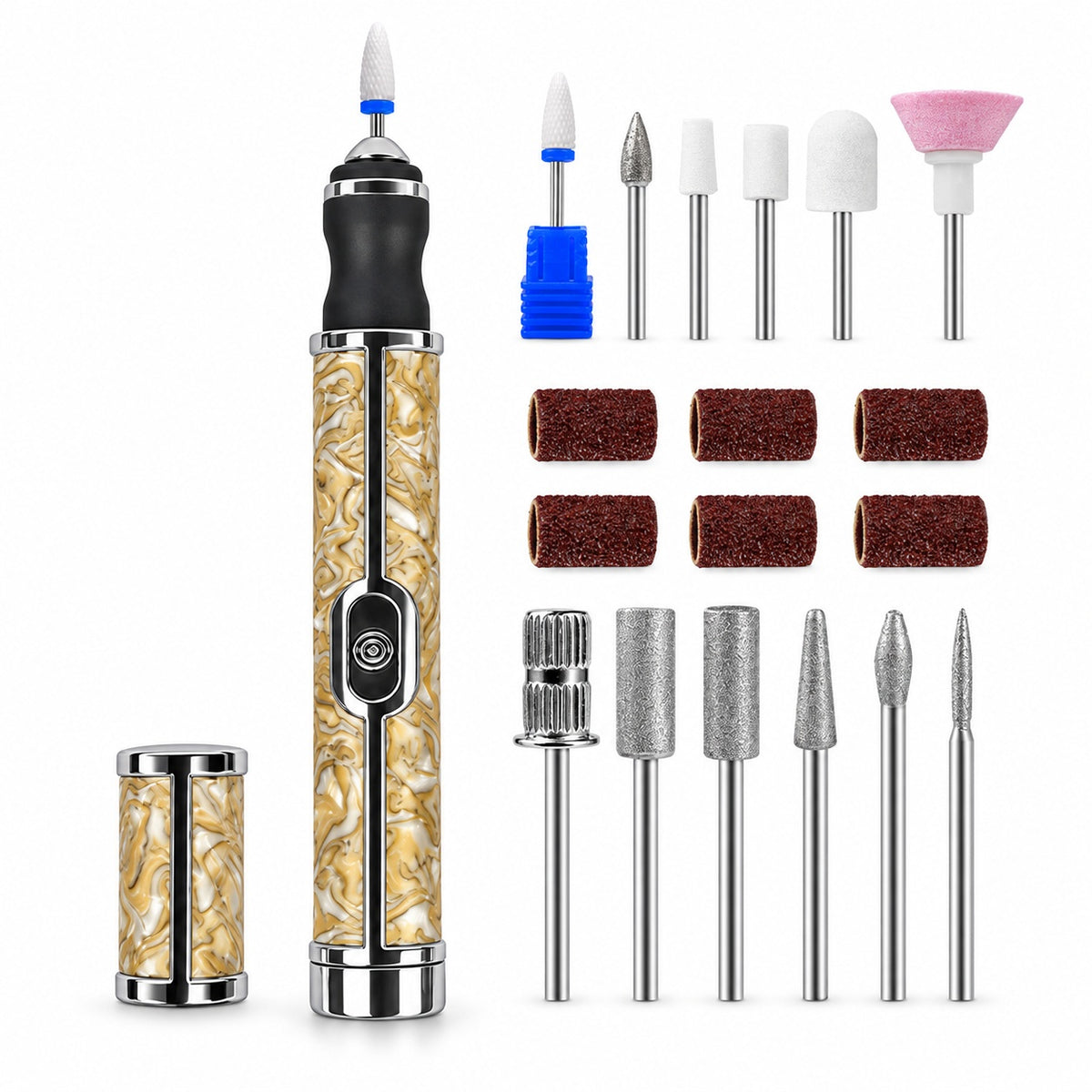 Rechargeable Nail Drill Pen with Adjustable Speed - Brown - main