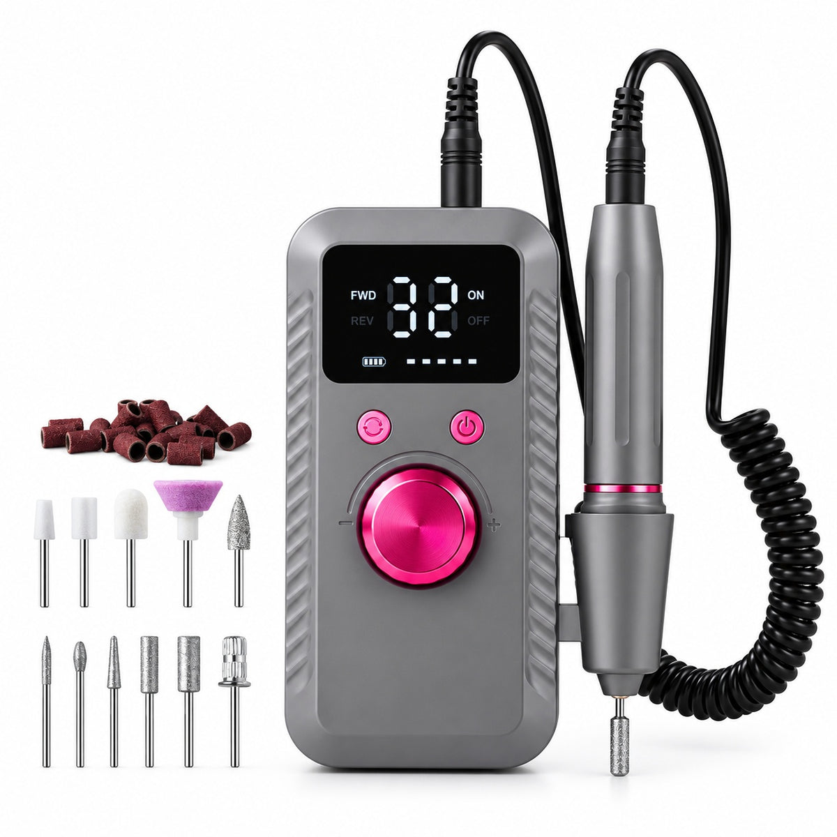 Portable Electric Nail Drill with Digital Controller - Gray - main