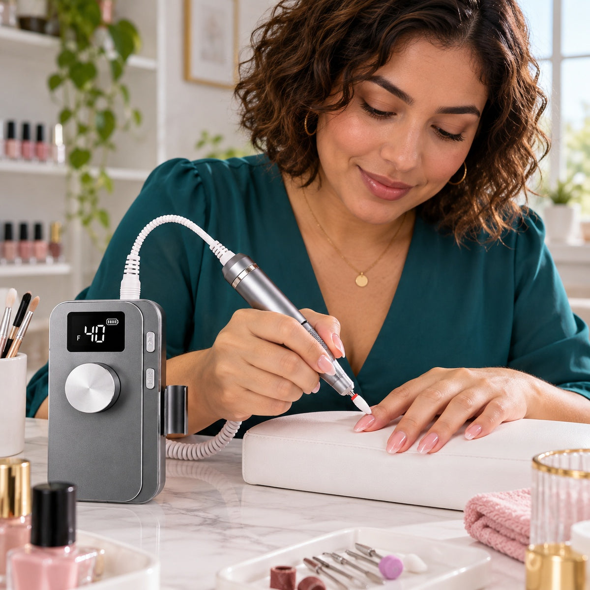 M05 Portable Nail Drill with LCD Display, Advanced Set - Gray - lifestyle