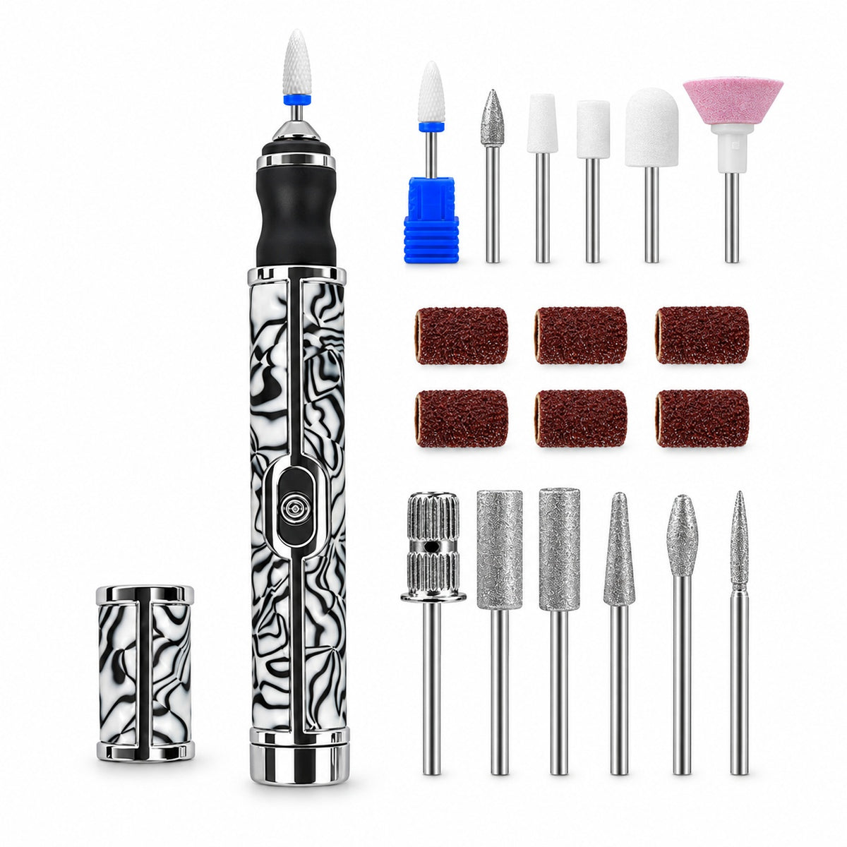 Rechargeable Nail Drill Pen with Adjustable Speed - Zebra Print - main