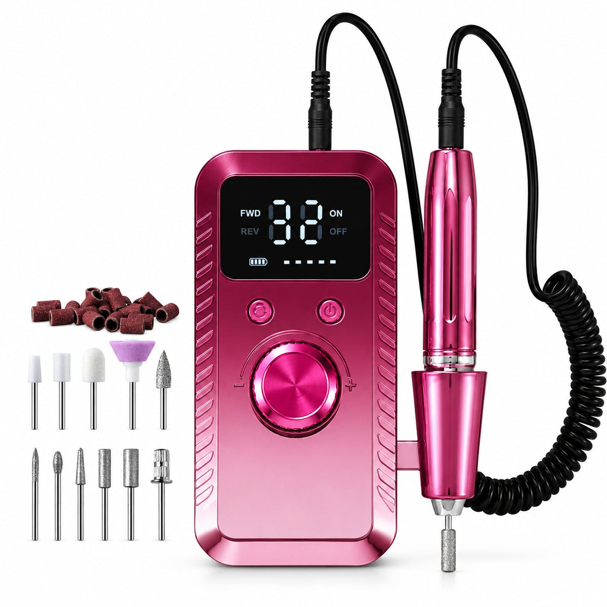 Portable Electric Nail Drill with Digital Controller - Gradient Burgundy - main