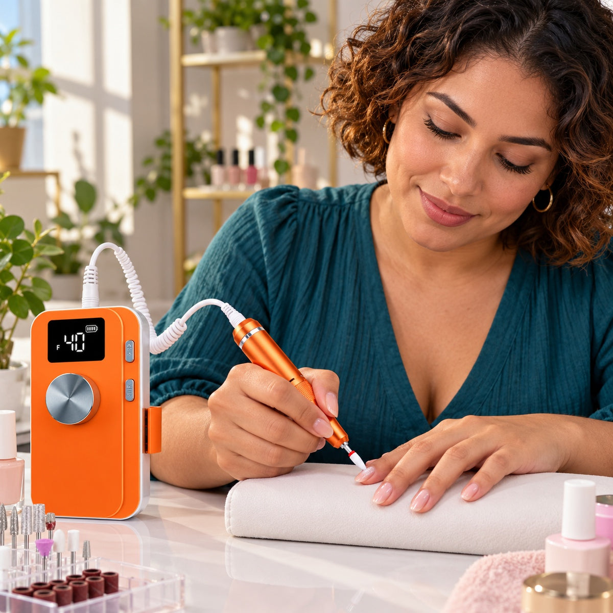 M05 Portable Nail Drill with LCD Display, Advanced Set - Orange - lifestyle