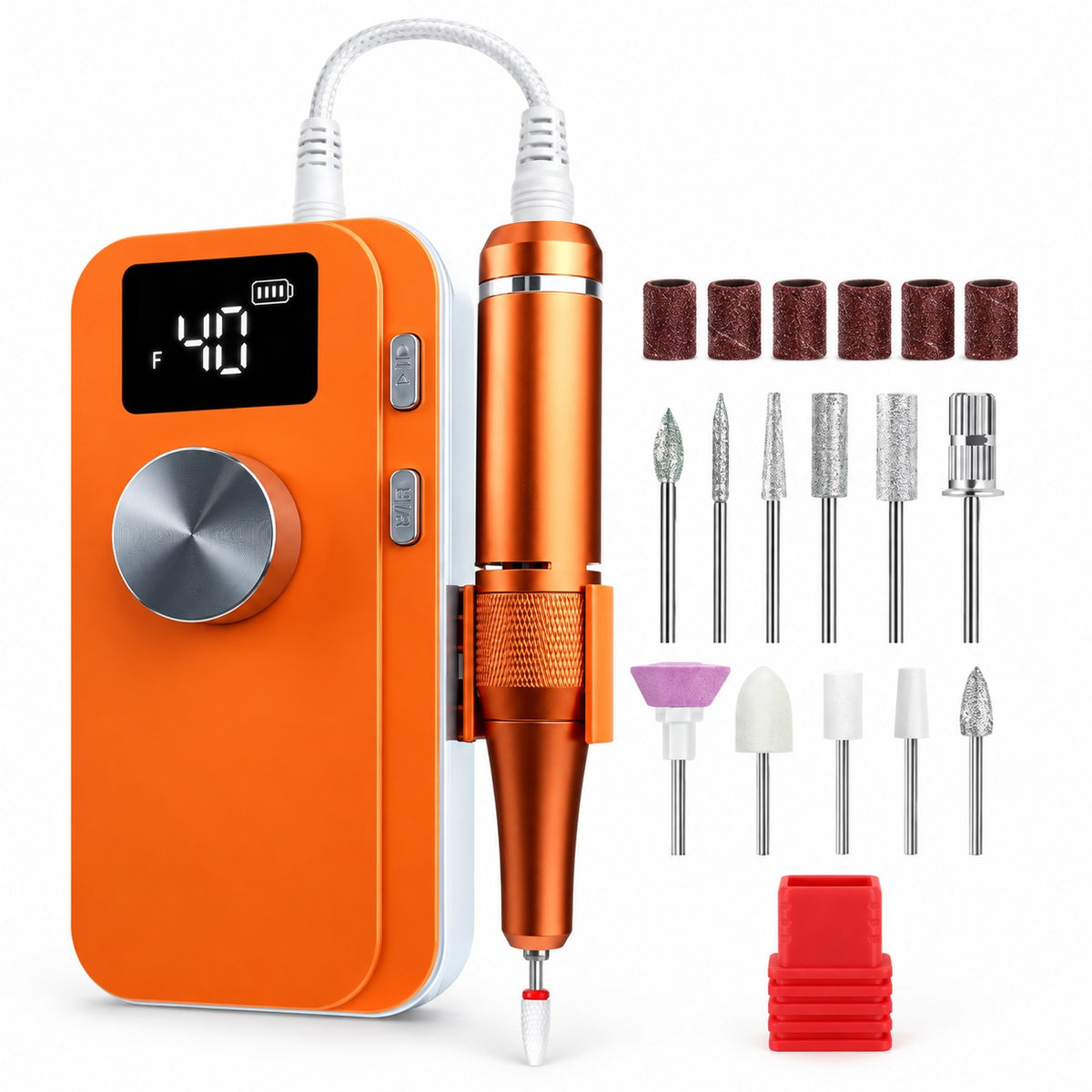 M05 Portable Nail Drill with LCD Display, Advanced Set - Orange - main