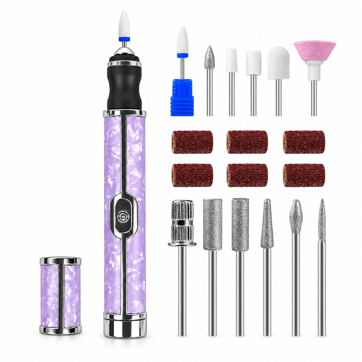 Rechargeable Nail Drill Pen with Adjustable Speed - Purple - main