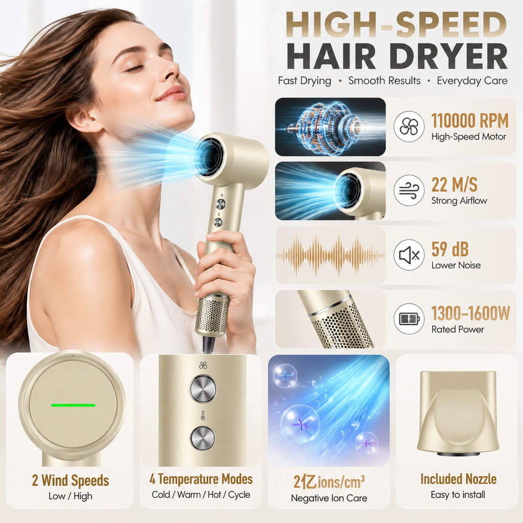 K High-Speed Ionic Hair Dryer with Brushless Motor - 2