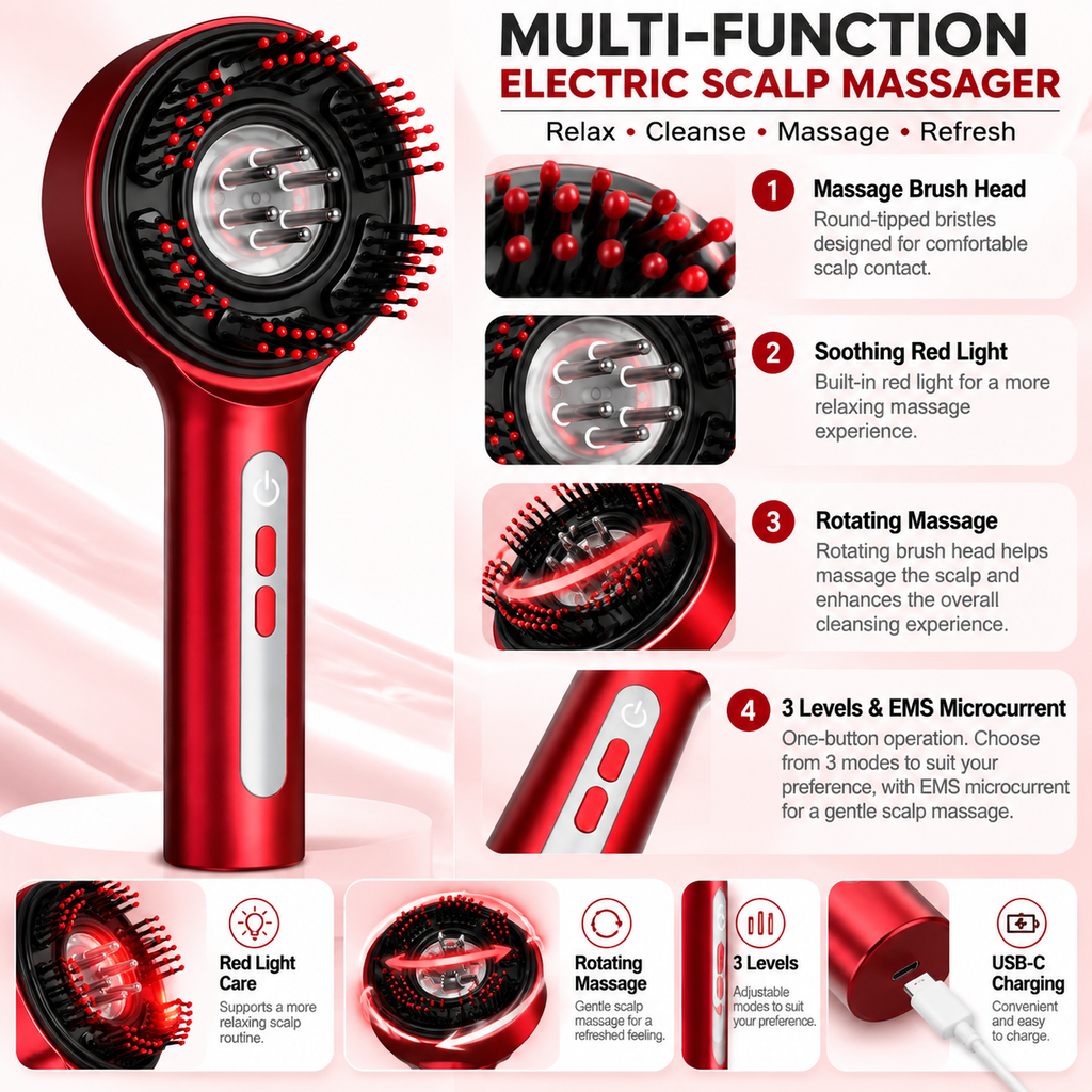 S18 Rechargeable Scalp Massage Brush - 2