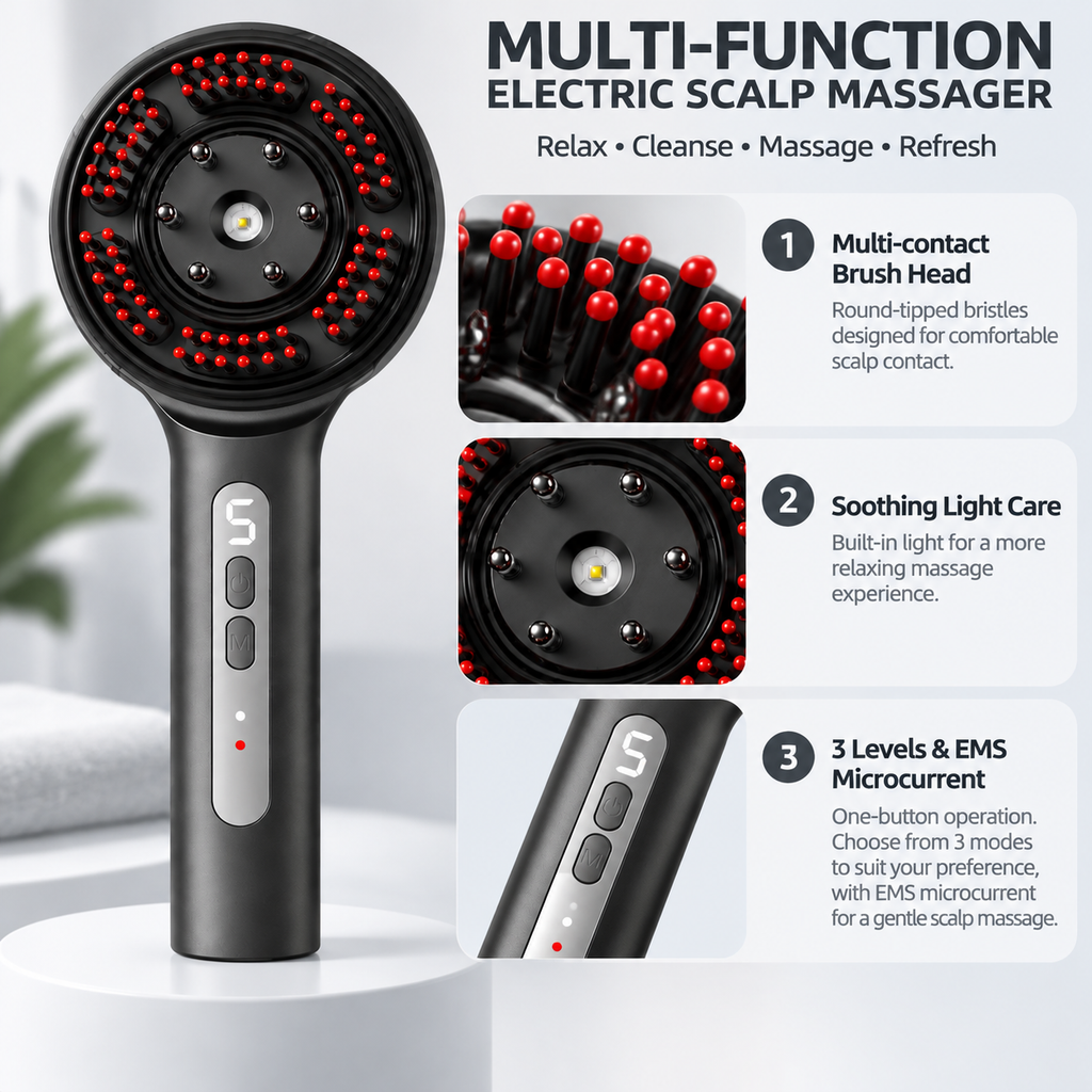 S21 Rechargeable Misting Scalp Massage Brush with EMS - 2