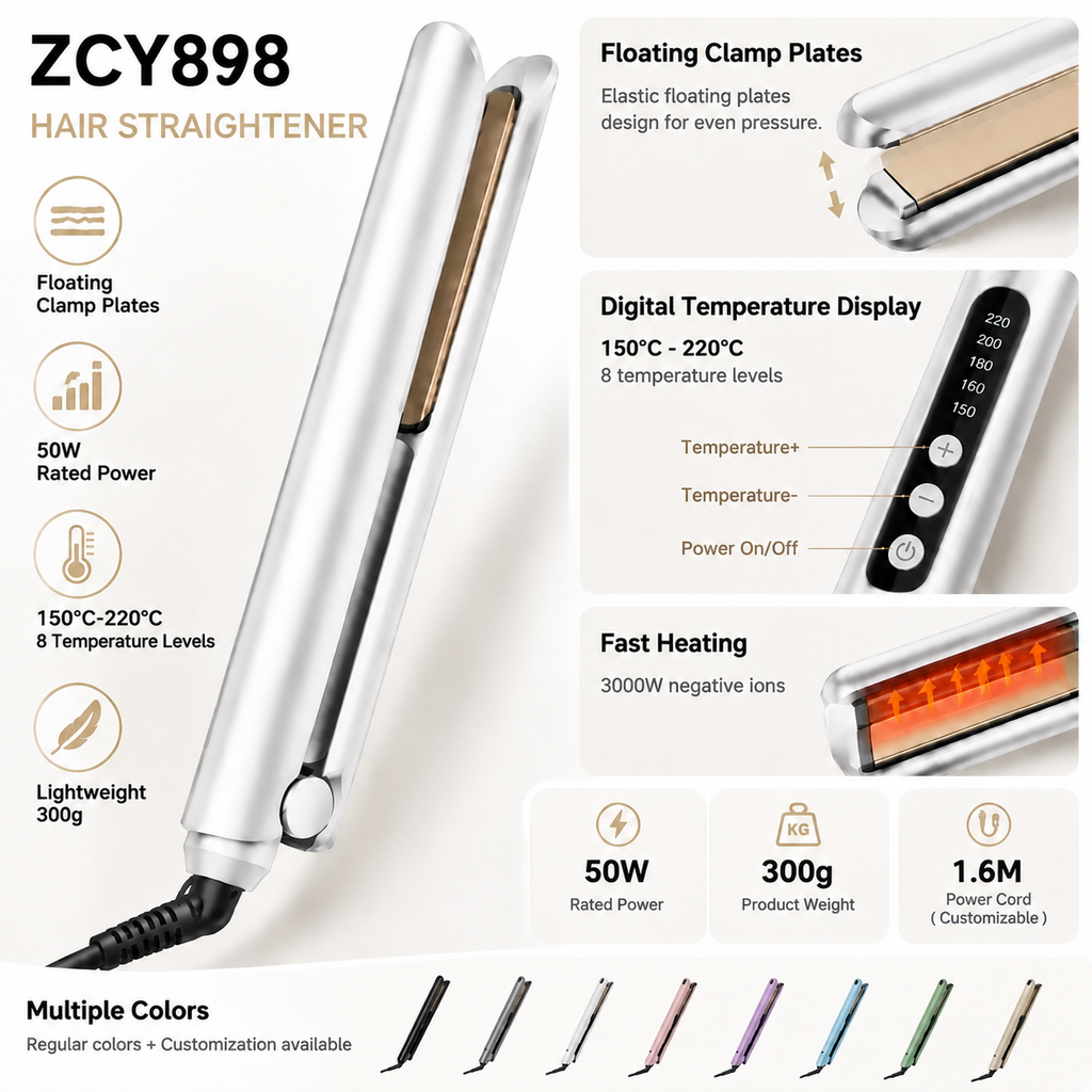 ZCY898 Ionic Hair Straightener with Floating Plates - 2