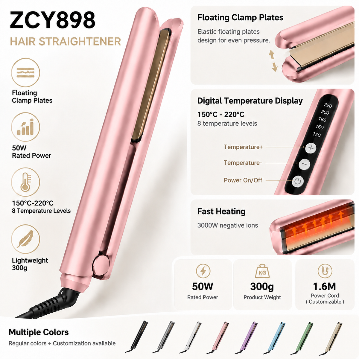 ZCY898 Ionic Hair Straightener with Floating Plates - 4