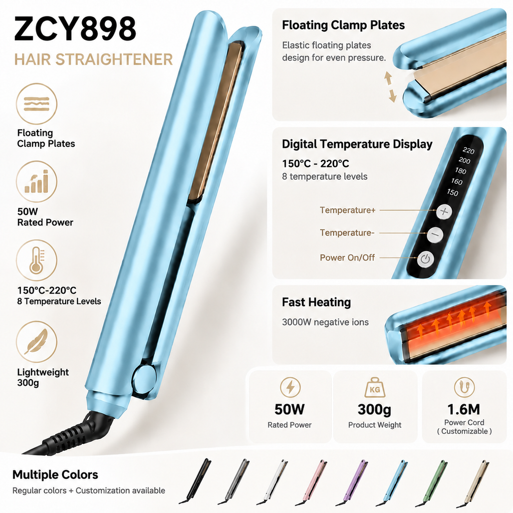 ZCY898 Ionic Hair Straightener with Floating Plates - 10