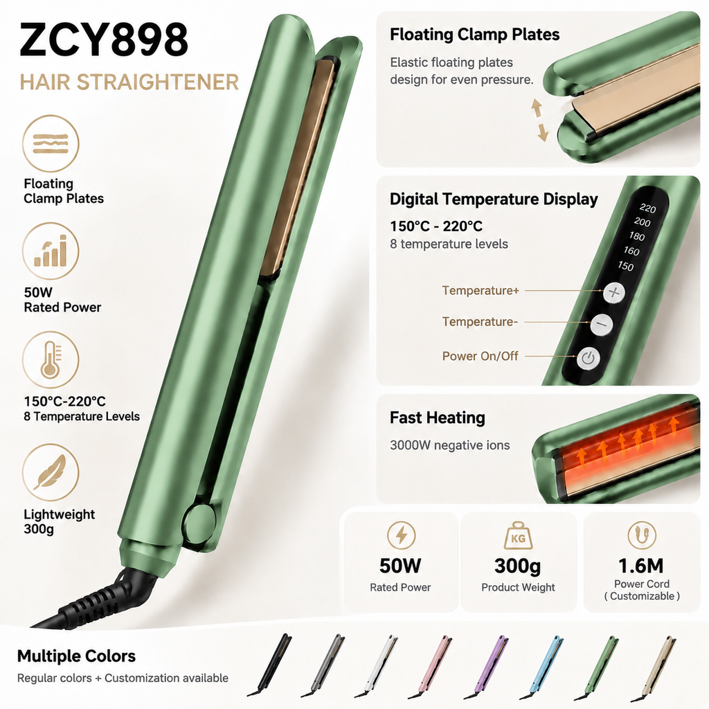 ZCY898 Ionic Hair Straightener with Floating Plates - 12