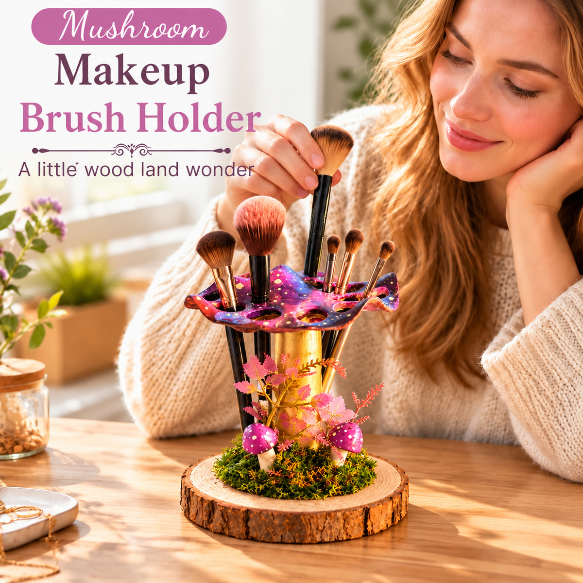 Mushroom Makeup Brush Holder for a Whimsical Vanity - 2