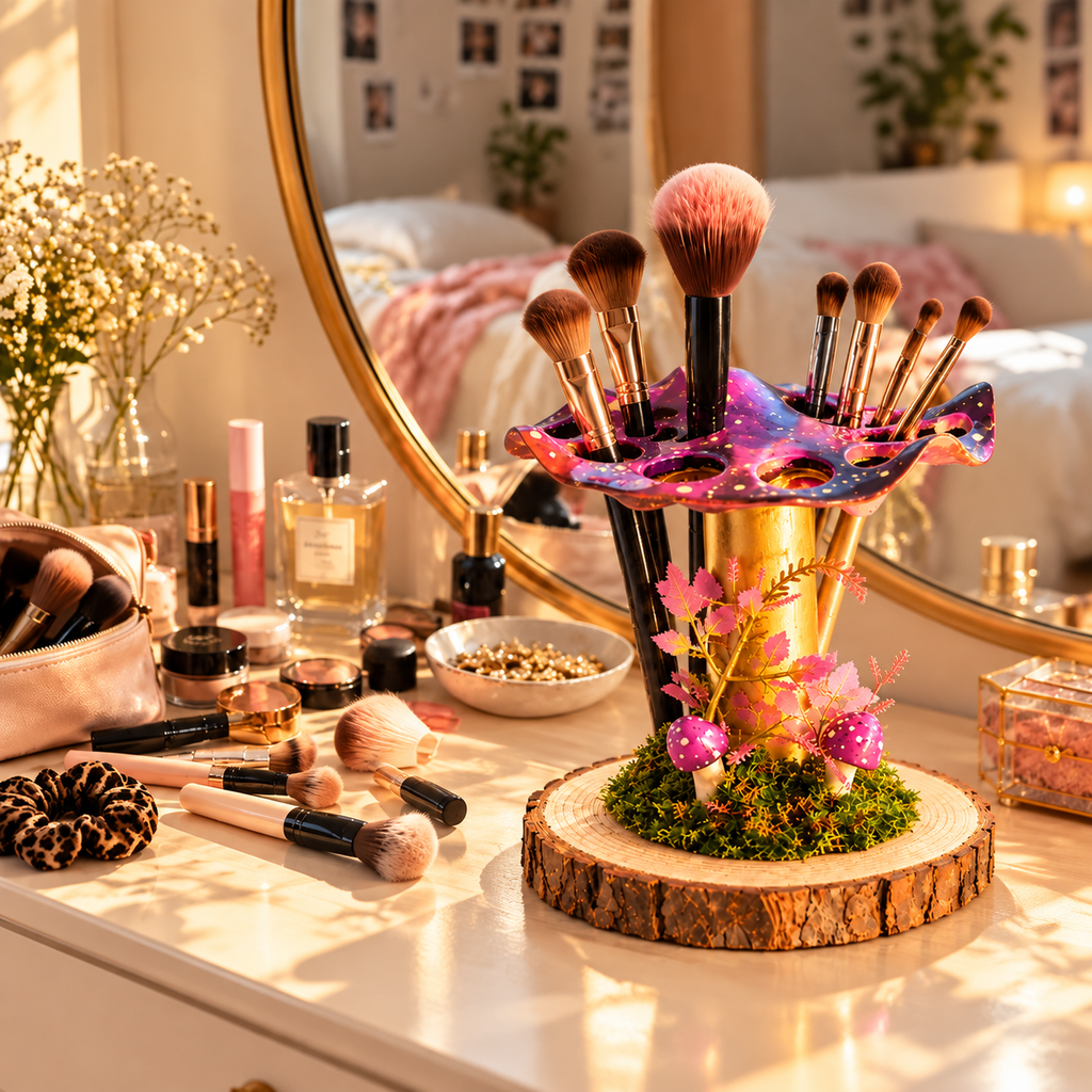 Mushroom Makeup Brush Holder for a Whimsical Vanity - 5