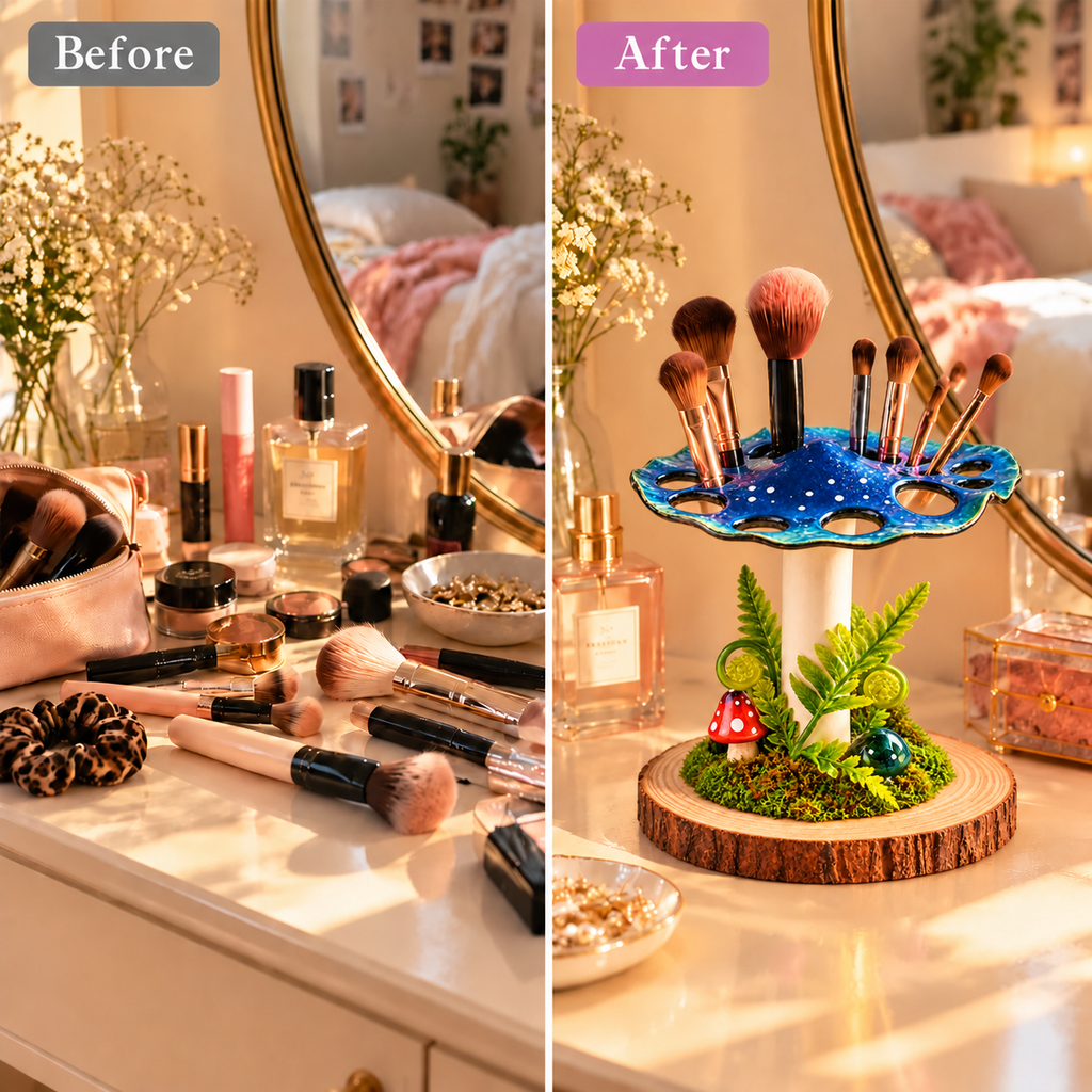 Mushroom Makeup Brush Holder for a Whimsical Vanity - 7