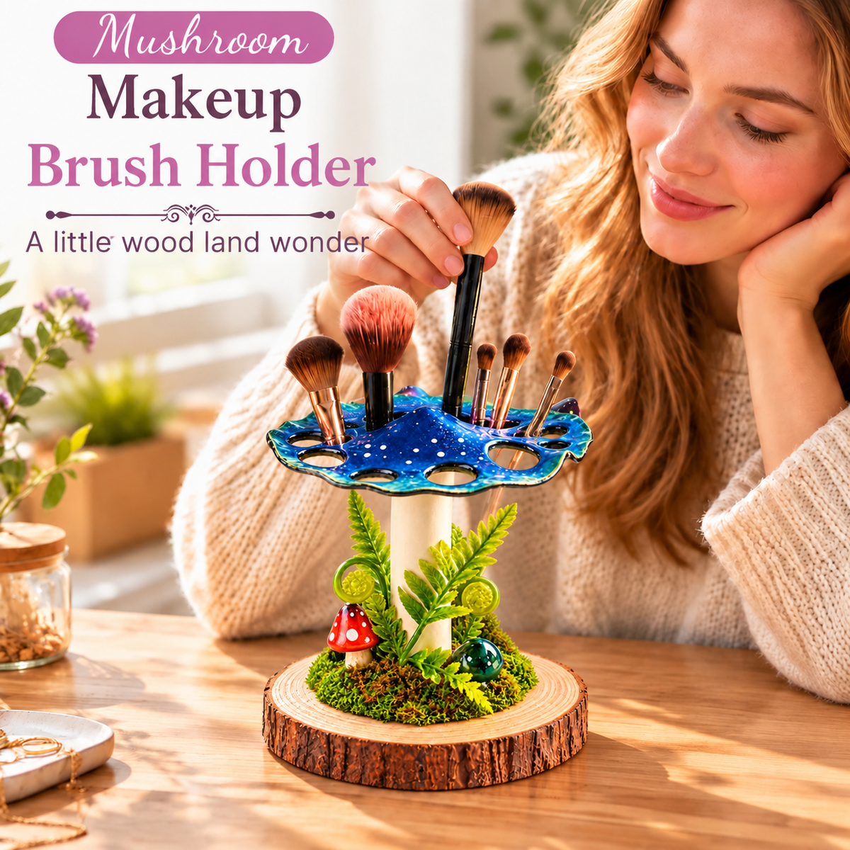 Mushroom Makeup Brush Holder for a Whimsical Vanity - 8