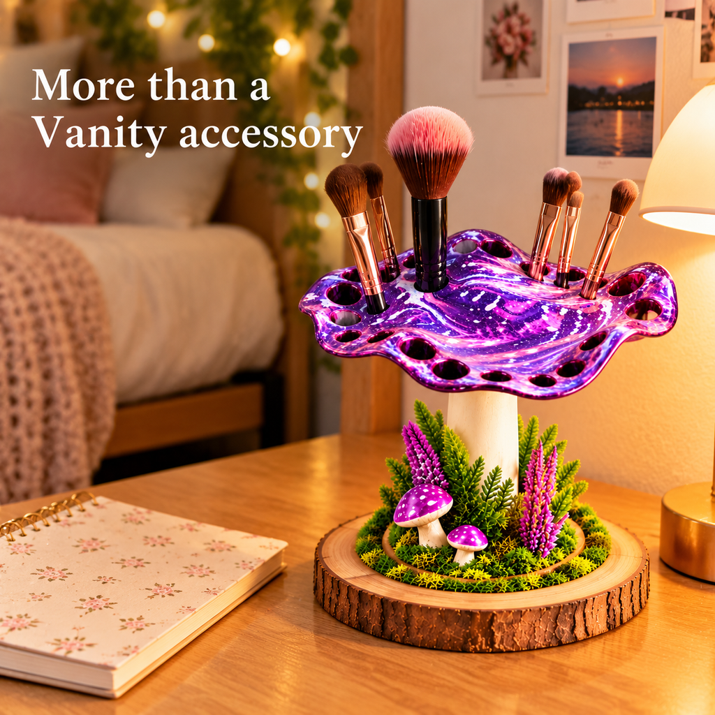 Mushroom Makeup Brush Holder for a Whimsical Vanity - 13