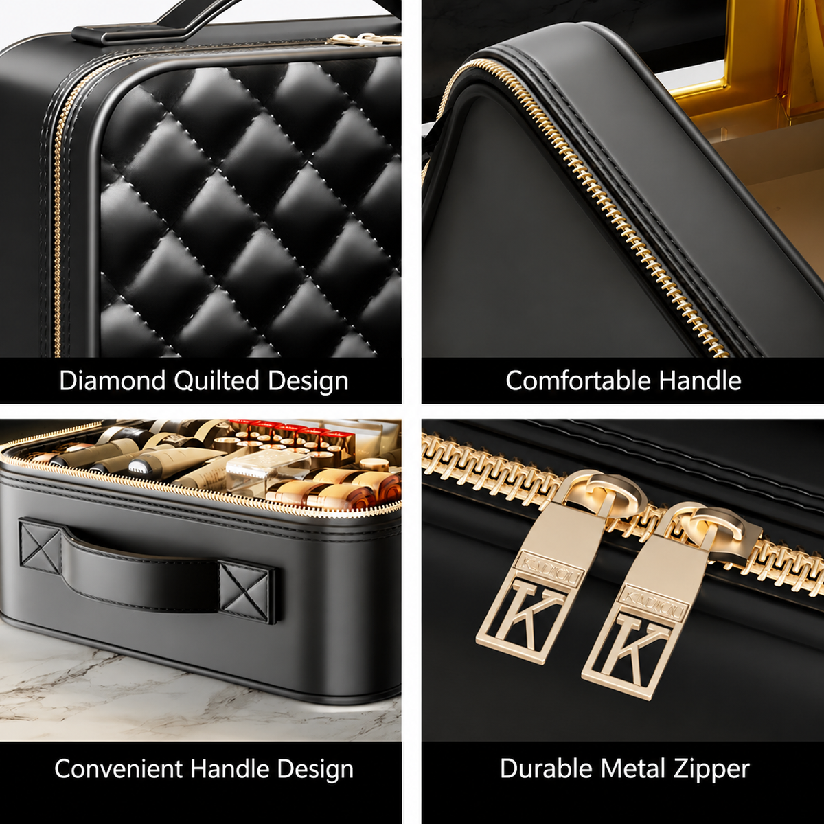 Travel Makeup Bag with LED Mirror & Adjustable Dividers - 7