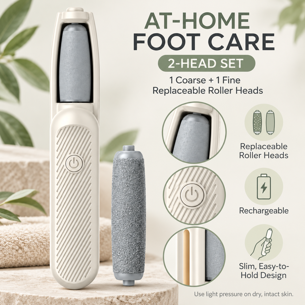 Rechargeable Electric Foot File with Roller Head Options - Image 2