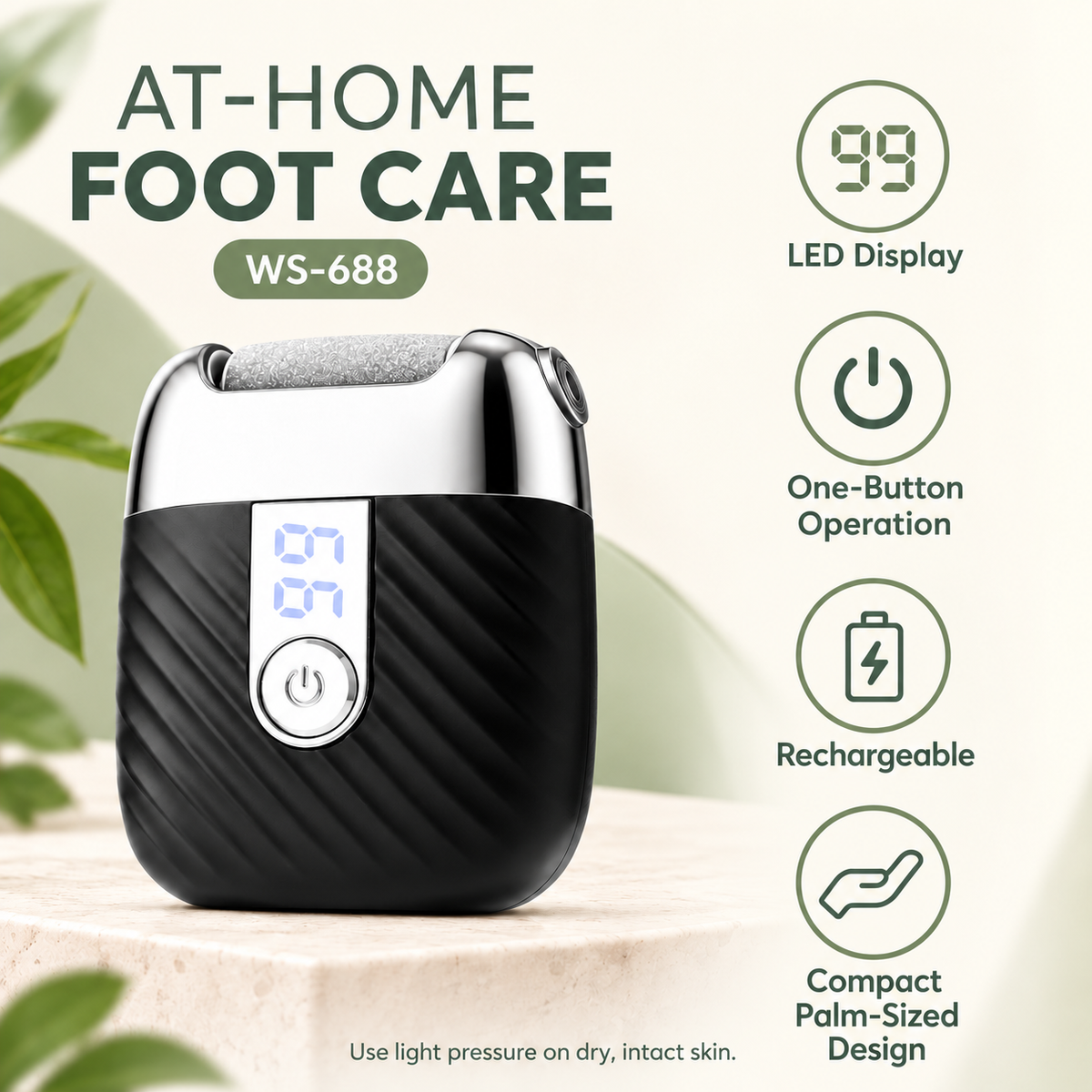 WS-688 Rechargeable Electric Foot File with LED Display - Image 2