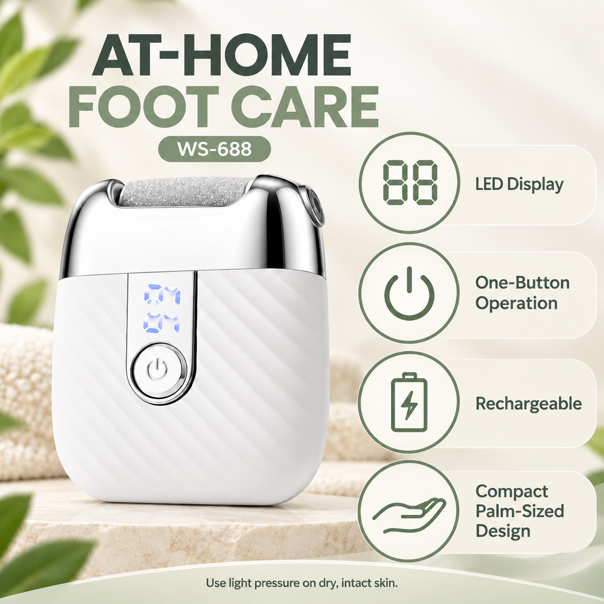 WS-688 Rechargeable Electric Foot File with LED Display - Image 10